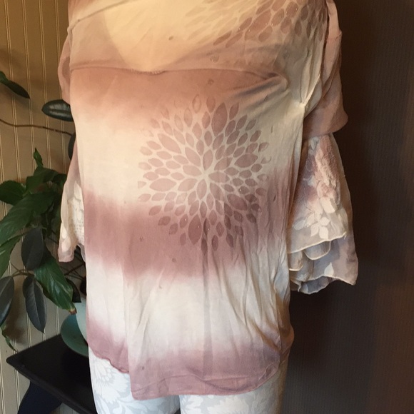 Moda seta pink and white blouse size large - Picture 6 of 8